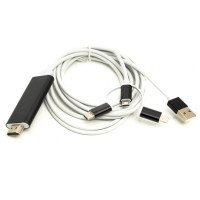 Кабель мультимедийный HDMI (M) to Lightning, Type-C, mirco USB 1.0m PowerPlant (CA911912) Diawest