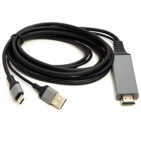 Кабель мультимедийный HDMI (M) to USB (AM) / Type-C (M) 1.0m PowerPlant (CA912025) Diawest