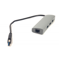 Перехідник USB 3.0 3 port + Gigabit Ethernet PowerPlant (CA910564) Diawest