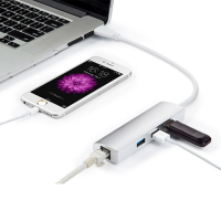 Перехідник USB 3.0 3 port + Gigabit Ethernet PowerPlant (CA910564) Diawest