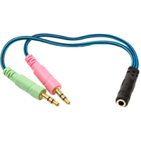 Перехідник 3.5mм 4pin (F) to 2x3.5mм 3pin (M), 0.22m PowerPlant (CA913084) Diawest