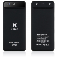 Батарея универсальная Vinga 20000 mAh QC3.0 Display soft touch black (VPB2QLSBK) Diawest