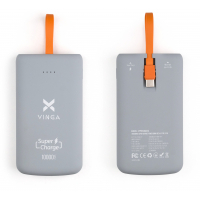 Батарея універсальна Vinga 10000 mAh SuperQC soft touch w/cable 22.5W dark grey (VPB1SQSCDG) Diawest