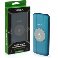 Батарея універсальна Vinga 10000 mAh Wireless QC3.0 PD soft touch blue (BTPB3510WLROBL) Diawest