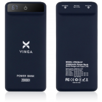 Батарея універсальна Vinga 20000 mAh QC3.0 Display soft touch purple (VPB2QLSP) Diawest