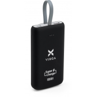 Батарея універсальна Vinga 10000 mAh SuperQC soft touch w/cable 22.5W black (VPB1SQSCBK) Diawest