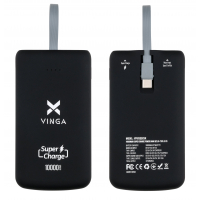 Батарея універсальна Vinga 10000 mAh SuperQC soft touch w/cable 22.5W black (VPB1SQSCBK) Diawest