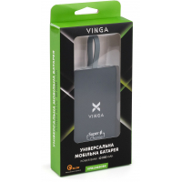 Батарея універсальна Vinga 10000 mAh SuperQC soft touch w/cable 22.5W black (VPB1SQSCBK) Diawest