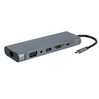 Концентратор Cablexpert USB-C 8-in-1 USB3.0/HDMI/DP/VGA/PD/CR/1Gbit/audio (A-CM-COMBO8-01) Diawest
