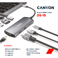 Концентратор Canyon 8-in-1 USB-C (CNS-TDS15) Diawest