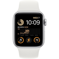 Смарт-годинник Apple Watch SE 2022 GPS 44mm Silver Aluminium Case with White Sport Band - Regular (MNK23UL/A) Diawest