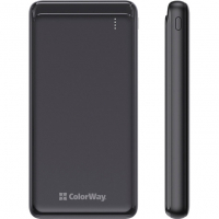 Батарея універсальна ColorWay 10 000 mAh Slim, Black (CW-PB100LPF2BK) Diawest