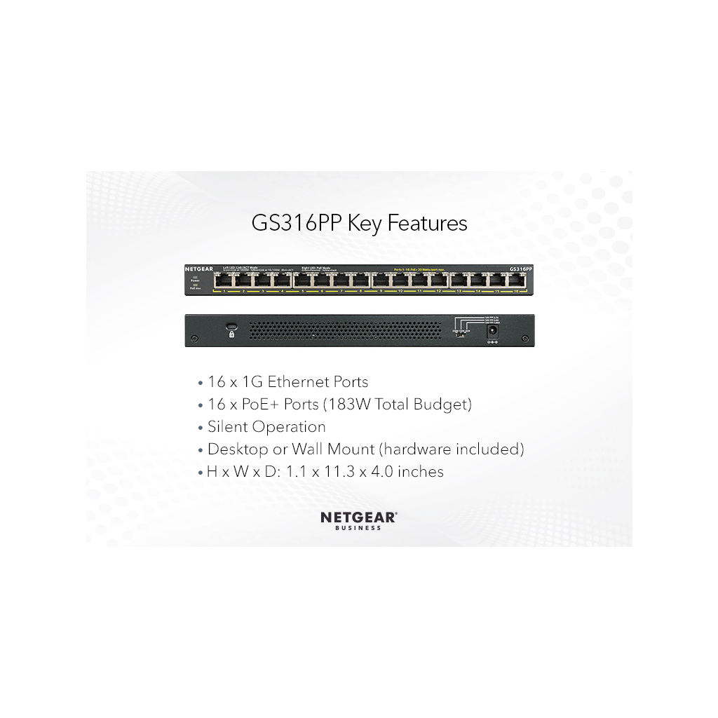 Коммутатор сетевой Netgear GS316PP-100EUS Diawest
