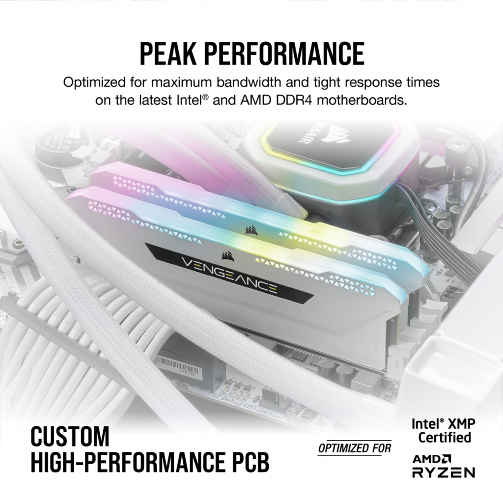 Модуль пам'яті для комп'ютера DDR4 16GB (2x8GGB) 3600 MHz Vengeance RGB Pro SL White Corsair (CMH16GX4M2D3600C18W) Diawest