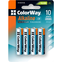 Батарейка ColorWay AA LR6 Alkaline Power (лужні) *4 blister (CW-BALR06-4BL) Diawest