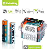 Батарейка ColorWay AAA LR03 Alkaline Power (лужні) * 24шт plastic box (CW-BALR03-24PB) Diawest
