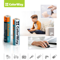 Батарейка ColorWay AAA LR03 Alkaline Power (щелочные) * 24шт plastic box (CW-BALR03-24PB) Diawest