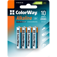 Батарейка ColorWay AAA LR03 Alkaline Power (лужні) * 4 blister (CW-BALR03-4BL) Diawest
