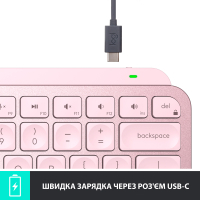 Клавіатура Logitech MX Keys Mini Wireless Illuminated UA Rose (920-010500) Diawest