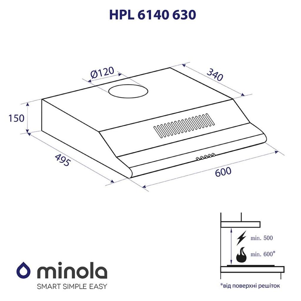 Вытяжка кухонная Minola HPL 6140 WH 630 Diawest