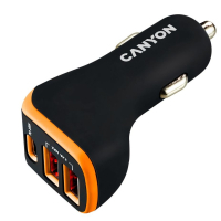 Зарядний пристрій Canyon Universal 3xUSB car adapter Black+Orange (CNE-CCA08BO) Diawest