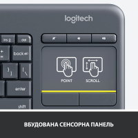 Клавіатура Logitech K400 Plus Touch Wireless UA Black (920-007145) Diawest