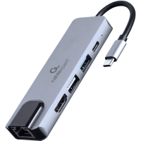 Концентратор Cablexpert USB-C 5-in-1 (hub/HDMI/PD/LAN) (A-CM-COMBO5-04) Diawest