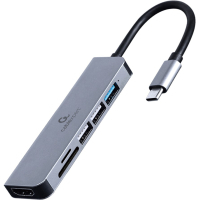Концентратор Cablexpert USB-C 6-in-1 (hub/HDMI/CR) (A-CM-COMBO6-02) Diawest