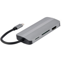 Концентратор Cablexpert USB-C 8-in-1 (USB hub 3.0/HDMI//VGA/PD/CR/stereo audio) (A-CM-COMBO8-02) Diawest