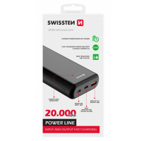 Батарея універсальна SWISSTEN 20000mAh PD/20W, QC/3.0, USB-C, Micro-USB, USB-A, +cable USB-C 3A (1283126559181) Diawest