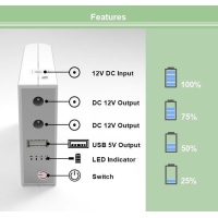 Батарея універсальна Toto 8800mAh з функцією UPS for router, out: 12V/1A & 5V&1A (WGP103) Diawest