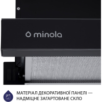 Вытяжка кухонная Minola HTLS 6734 BL 1100 LED GLASS Diawest