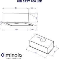 Витяжка кухонна Minola HBI 5227 GR 700 LED Diawest