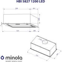 Вытяжка кухонная Minola HBI 5827 BL 1200 LED Diawest