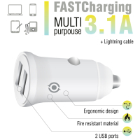 Зарядний пристрій Piko CC-312 (2USB3,1A) + Lightning cable (1283126538810) Diawest