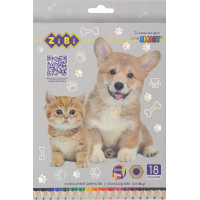 Карандаши цветные ZiBi Dogs&Cats шестигранные 18 цветов (ZB.2428) Diawest