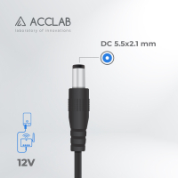 Кабель питания USB to DC 5.5х2.1mm 12V 1A ACCLAB (1283126565120) Diawest