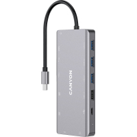 Порт-репликатор Canyon DS-12, 13 in 1 USB-C hub, 2*HDMI, Gigabit Ethernet, VGA, 3*USB3.0, PD/100W, 3.5mm audio jack (CNS-TDS12) Diawest