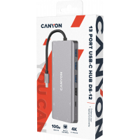 Порт-реплікатор Canyon DS-12, 13 in 1 USB-C hub, 2*HDMI, Gigabit Ethernet, VGA, 3*USB3.0, PD/100W, 3.5mm audio jack (CNS-TDS12) Diawest