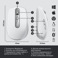 Мышка Logitech MX Anywhere 3 Performance for Business Wireless Pale Grey (910-006216) Diawest