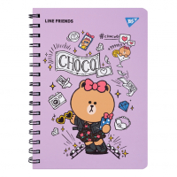 Блокнот Yes Line Friends Choco А5 80 аркушів подвійна спіраль з резинкою Лінія (151771) Diawest