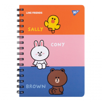 Блокнот Yes Line Friends А5 80 аркушів подвійна спіраль з резинкою Лінія (151770) Diawest