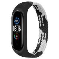 Ремешок для фитнес браслета BeCover Elastic Nylon Style для Xiaomi Mi Smart Band 5/6 (Size S) Black-White (706136) Diawest