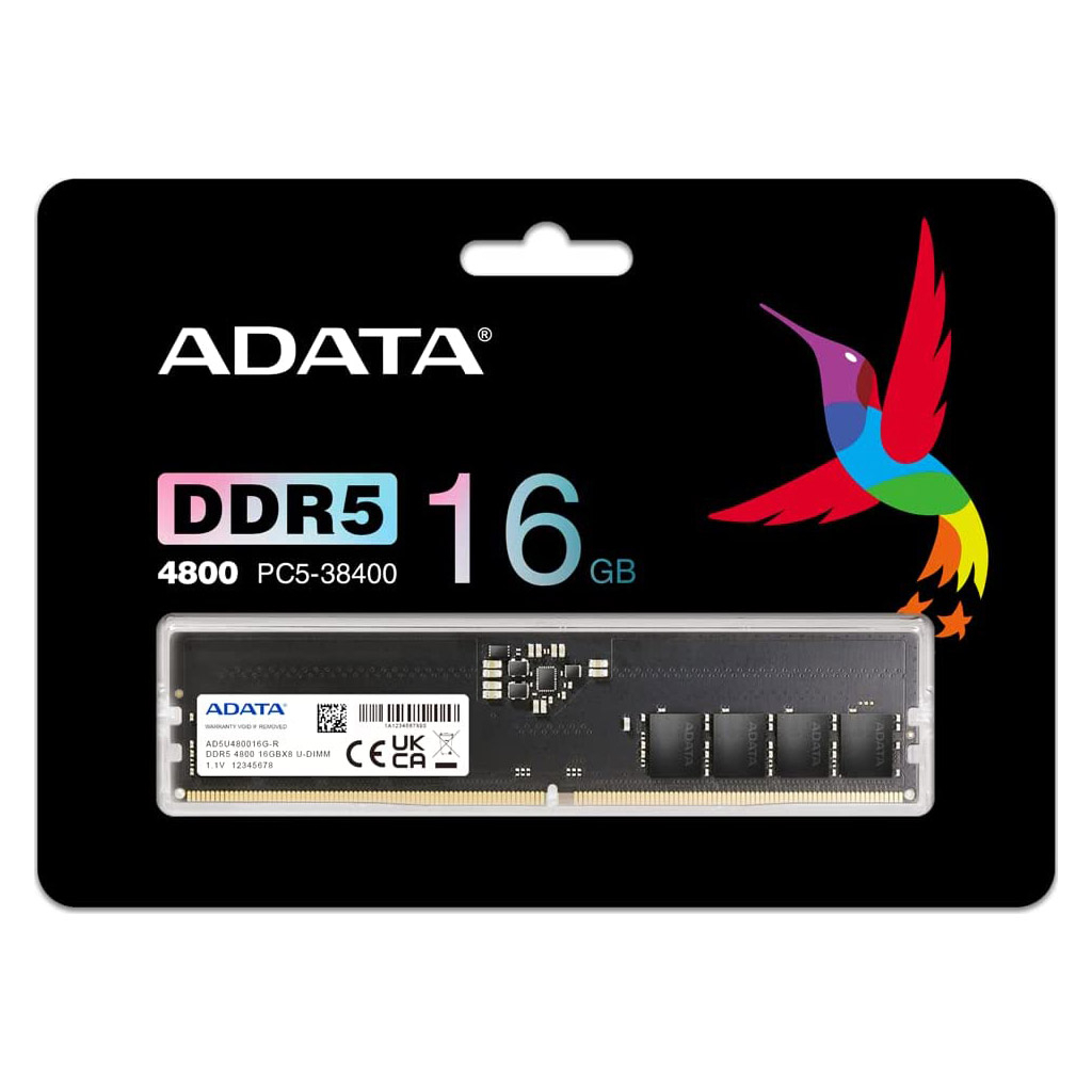 Модуль памяти для компьютера DDR5 16GB 4800 MHz ADATA (AD5U480016G-R) Diawest