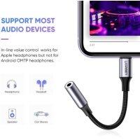 Переходник Lightning to 3.5mm 10cm Headphone Jack Adapter Model US211 gray Ugreen (30756) Diawest