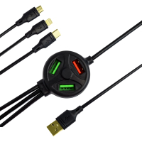 Дата кабель 6in1 + hub SC-3000 USB to 3X USB - Lightning/MicroUSB/USB-C Black XoKo (SC-3000BK) Diawest