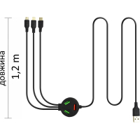 Дата кабель 6in1 + hub SC-3000 USB to 3X USB - Lightning/MicroUSB/USB-C Black XoKo (SC-3000BK) Diawest