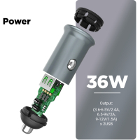 Зарядний пристрій Armorstandart Car 2xUSB QC3.0 Grey (ARM65438) Diawest