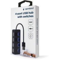 Концентратор Gembird USB 2.0 4 ports switch black (UHB-U2P4-05) Diawest