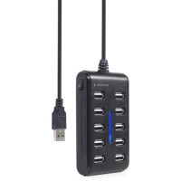 Концентратор Gembird USB 2.0 10 ports black (UHB-U2P10P-01) Diawest